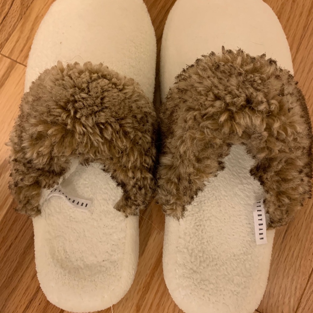 Pottery Barn Carmel Ombré Faux Fur Slippers